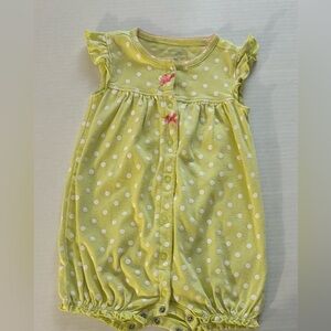 Simply Joys by Carter lime green with pink bows onesie 18 months.